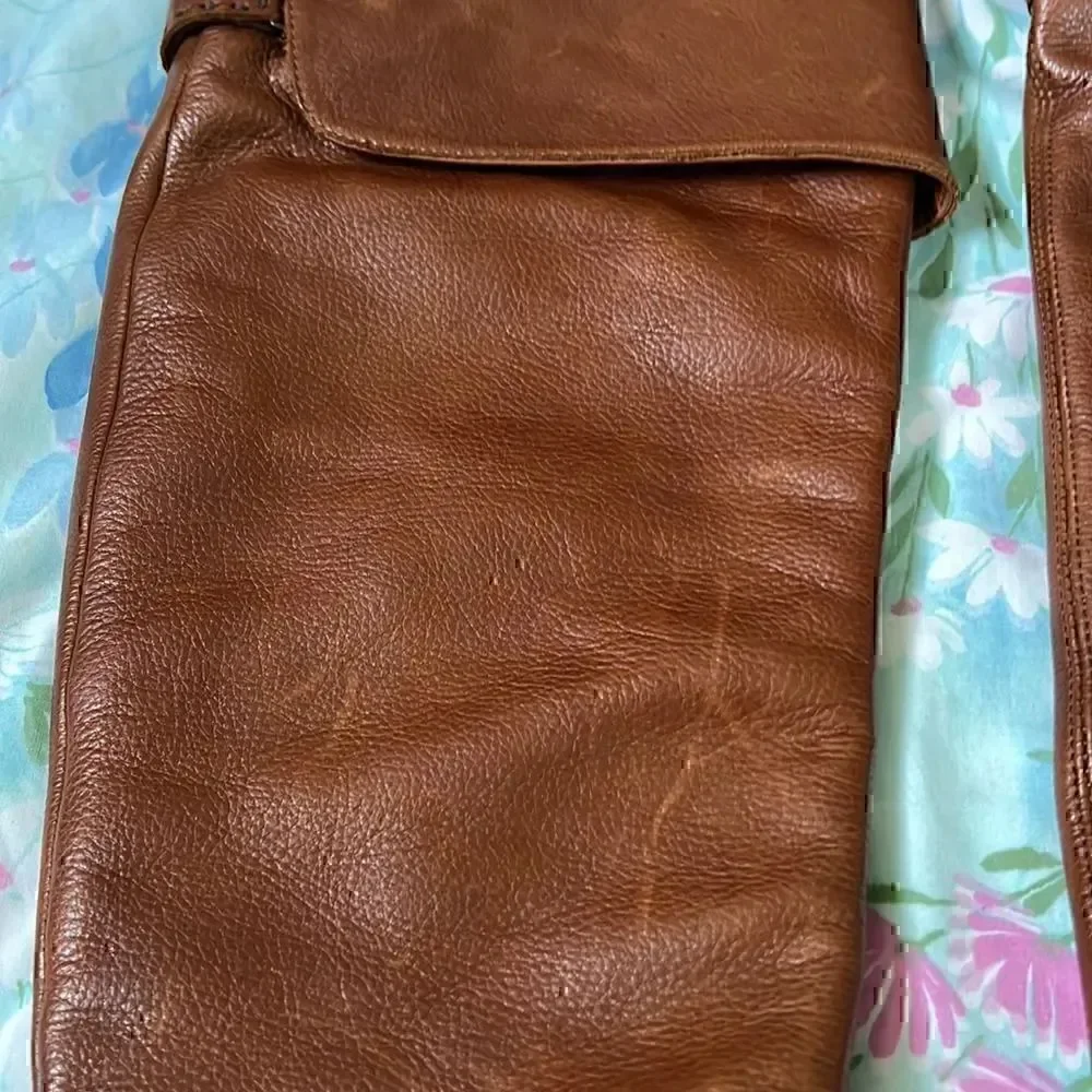 Frye Shirley Over the Knee Brown Leather Boots Cognac Color 8